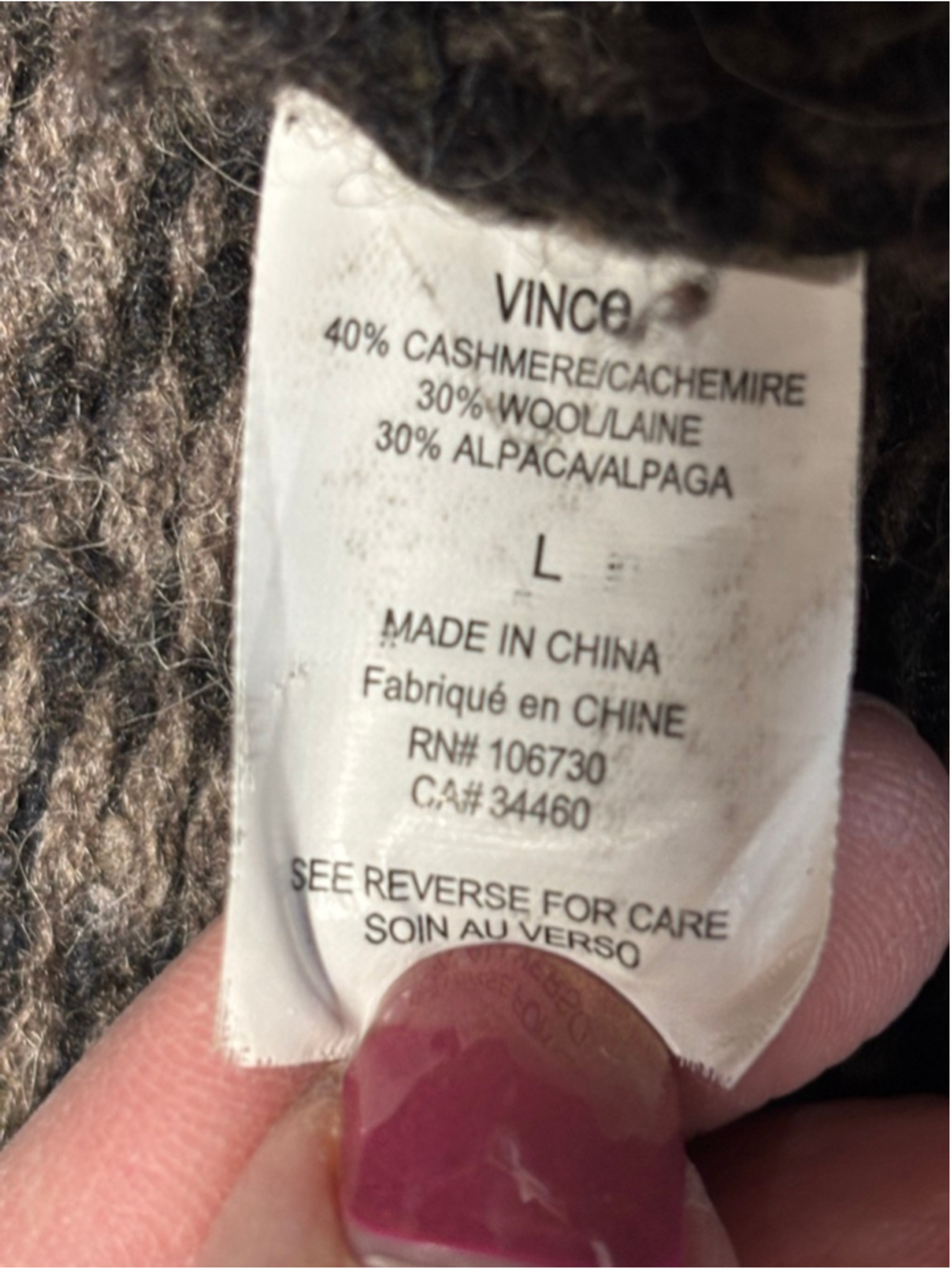 Vince Luxurious Cashmere Wool Alpaca Cardigan Black & Brown Size Large - Picture 7 of 8
